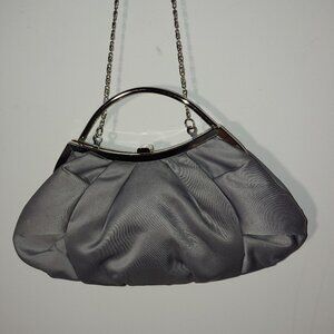 Lulu Townsend Grey Satin Clutch OS